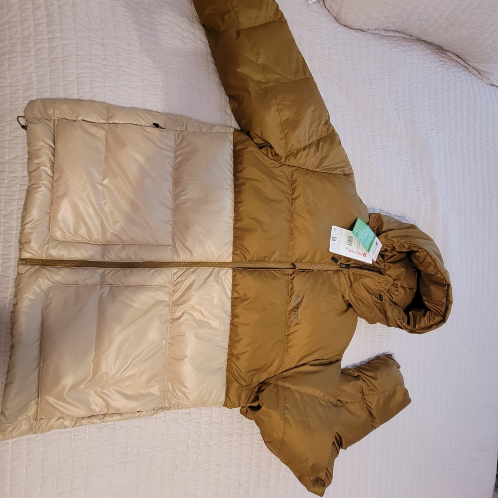 Marmot Men's Brown and Cream Puffer Jacket